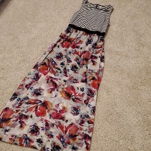 Floral and stripe maxi dress
